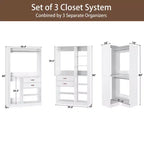 Set di armadi ad angolo Besiost 110-In con cassetti in legno, organizer per armadio autoportante con aste appendiabiti