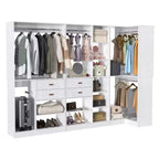 Set di armadi ad angolo Besiost 110-In con cassetti in legno, organizer per armadio autoportante con aste appendiabiti