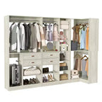 Set di armadi ad angolo Besiost 110-In con cassetti in legno, organizer per armadio autoportante con aste appendiabiti