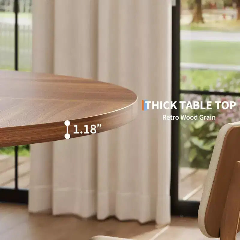 Tavolo da pranzo rotondo da 120 cm, tavolo da cucina per 4-6 persone con robusta base a croce e piedini regolabili per sala da pranzo, cucina, soggiorno