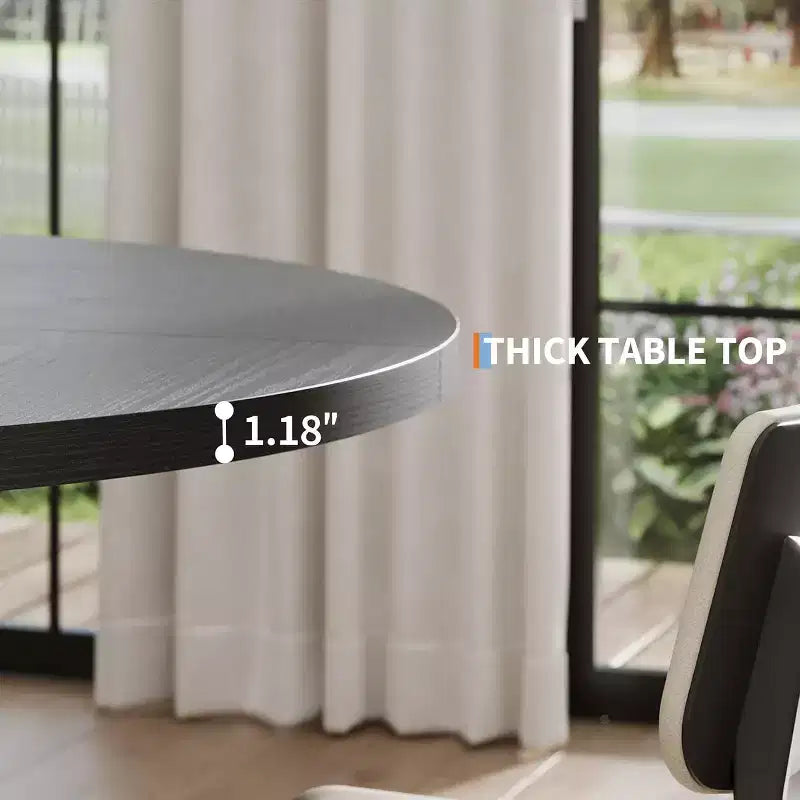Tavolo da pranzo rotondo da 120 cm, tavolo da cucina per 4-6 persone con robusta base a croce e piedini regolabili per sala da pranzo, cucina, soggiorno