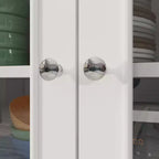 Madia per sala da pranzo Famapy con 3 cassetti e 4 ante in vetro, organizer per cucina e sala da pranzo, dispensa per stoviglie