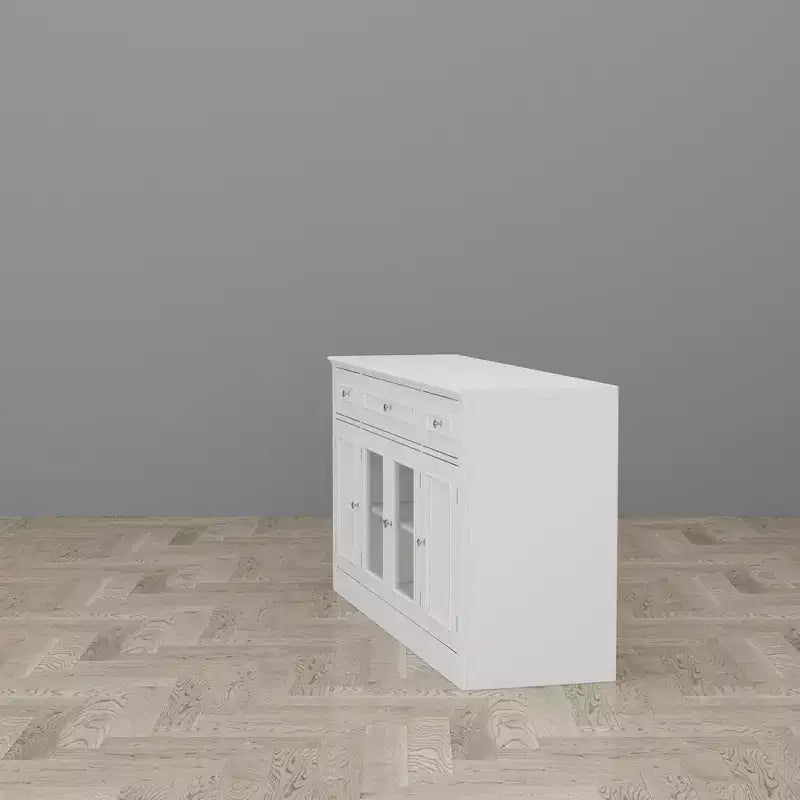 Madia per sala da pranzo Famapy con 3 cassetti e 4 ante in vetro, organizer per cucina e sala da pranzo, dispensa per stoviglie