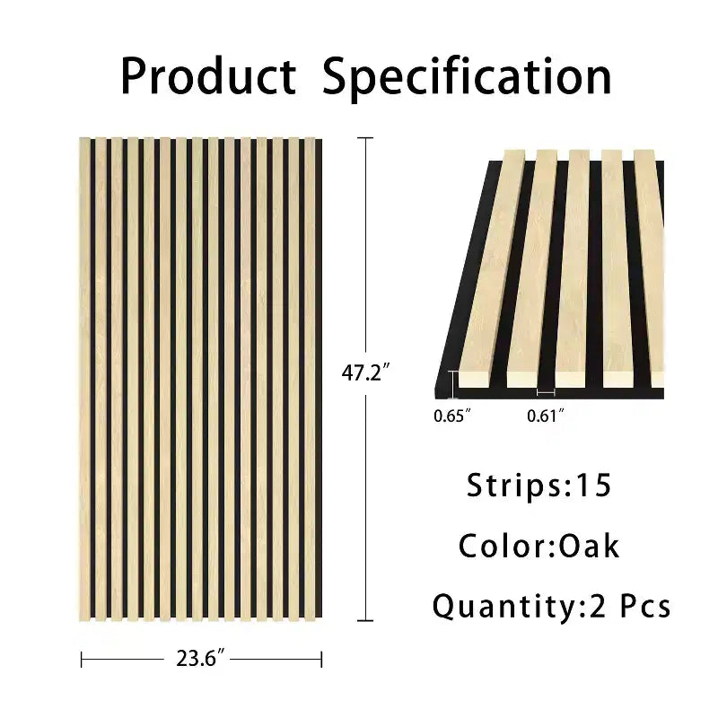 2 pz Pannelli Fonoassorbenti E Insonorizzati da 60 x 120 cm, Con Pannello Di Densità Rivestito In Impiallacciatura Di Legno