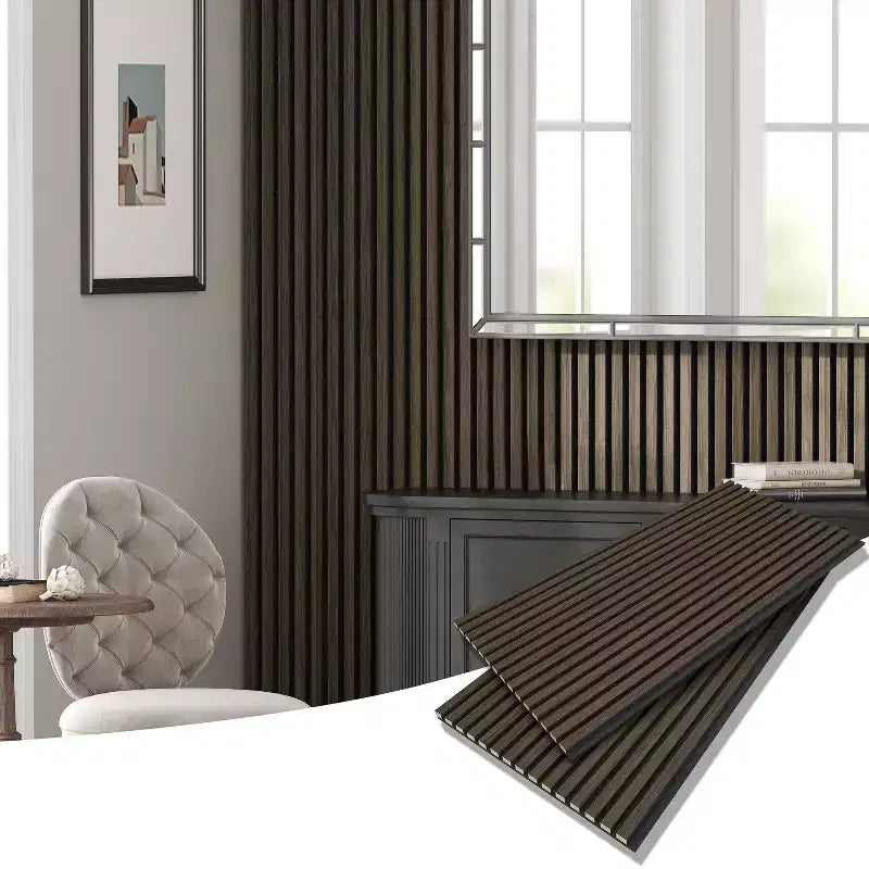 2 pz Pannelli Fonoassorbenti E Insonorizzati da 60 x 120 cm, Con Pannello Di Densità Rivestito In Impiallacciatura Di Legno