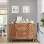Credenza con 4 cassetti, mobile buffet con spazio contenitivo, credenze moderne di metà secolo con 2 ante, cucina, sala da pranzo, soggiorno