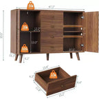Credenza con 4 cassetti, mobile buffet con spazio contenitivo, credenze moderne di metà secolo con 2 ante, cucina, sala da pranzo, soggiorno