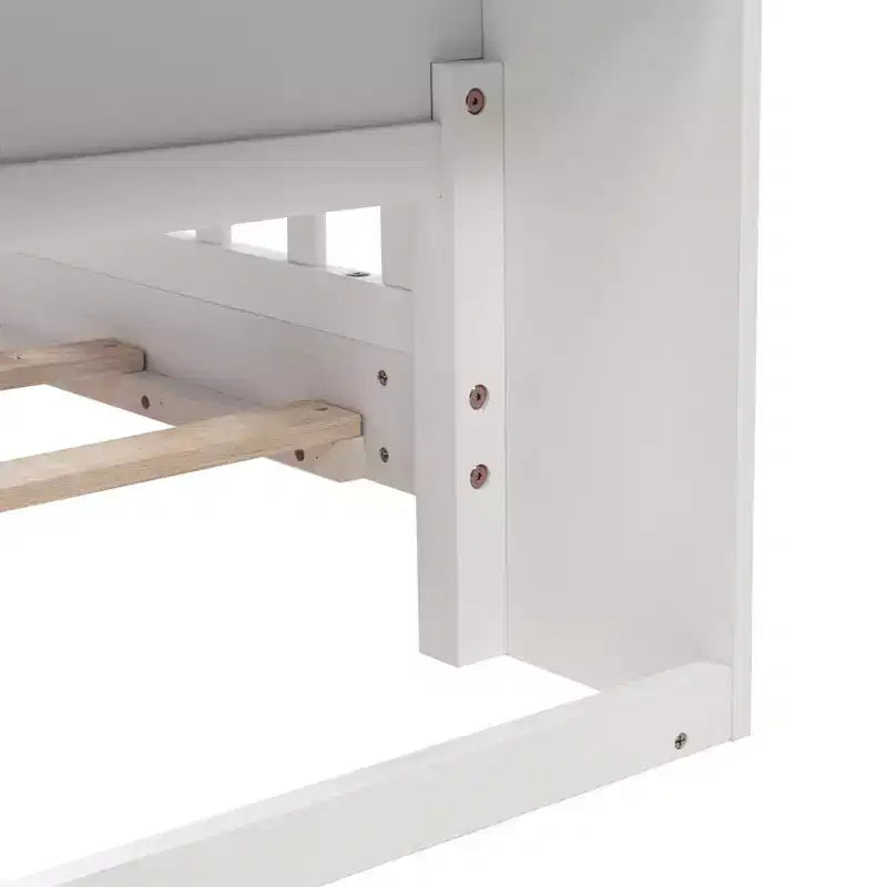 Letto matrimoniale Luxystar in legno con testiera libreria, luce LED con sensore di movimento e spondine regolabili