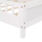 Letto matrimoniale Luxystar in legno con testiera libreria, luce LED con sensore di movimento e spondine regolabili