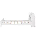 Letto matrimoniale Luxystar in legno con testiera libreria, luce LED con sensore di movimento e spondine regolabili