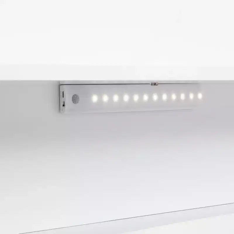 Letto matrimoniale Luxystar in legno con testiera libreria, luce LED con sensore di movimento e spondine regolabili