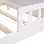 Letto matrimoniale Luxystar in legno con testiera libreria, luce LED con sensore di movimento e spondine regolabili
