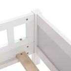 Letto matrimoniale Luxystar in legno con testiera libreria, luce LED con sensore di movimento e spondine regolabili