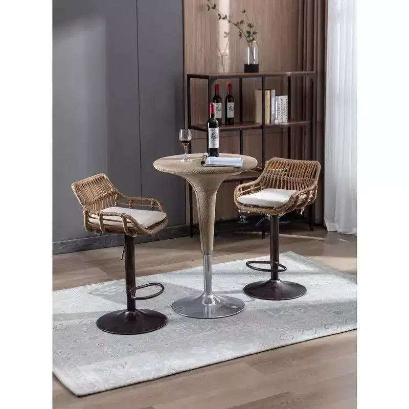 2 sgabelli da bar girevoli con poggiapiedi, struttura in metallo, capacità di carico fino a 113 kg, sedie da bar retrò regolabili in altezza da 89 a 109 cm