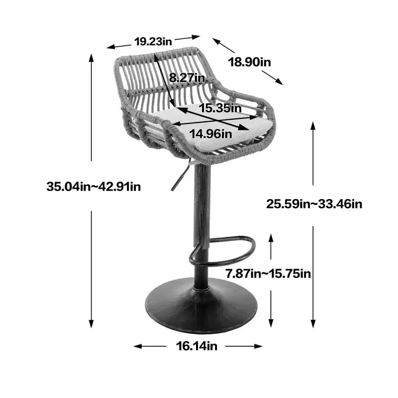 2 sgabelli da bar girevoli con poggiapiedi, struttura in metallo, capacità di carico fino a 113 kg, sedie da bar retrò regolabili in altezza da 89 a 109 cm