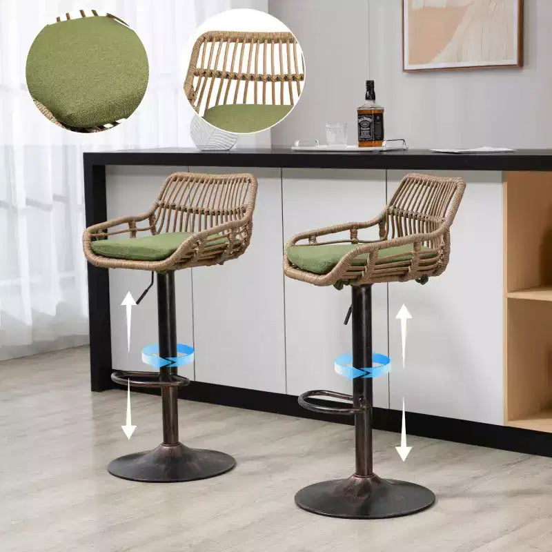 2 sgabelli da bar girevoli con poggiapiedi, struttura in metallo, capacità di carico fino a 113 kg, sedie da bar retrò regolabili in altezza da 89 a 109 cm