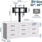 Mobile porta TV con supporto per TV da 32 a 85 pollici, mobile TV moderno in legno con 9 cassetti portaoggetti, mobile per soggiorno
