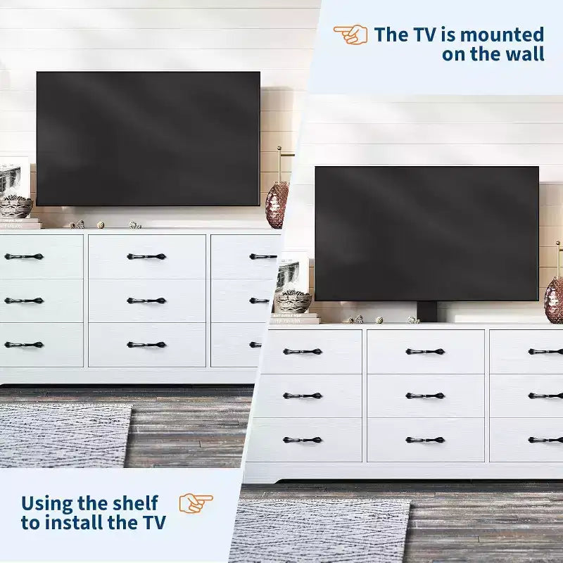 Mobile porta TV con supporto per TV da 32 a 85 pollici, mobile TV moderno in legno con 9 cassetti portaoggetti, mobile per soggiorno