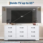 Mobile porta TV con supporto per TV da 32 a 85 pollici, mobile TV moderno in legno con 9 cassetti portaoggetti, mobile per soggiorno