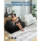 79 Divano Letto Pieghevole, Poltrona Letto Convertibile Singola con Cuscino, Materasso, Chaise Longue da Terra Portatile con Fodera Lavabile in Lavatrice per Soggiorno