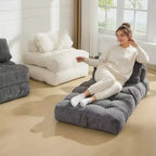 79 Divano Letto Pieghevole, Poltrona Letto Convertibile Singola con Cuscino, Materasso, Chaise Longue da Terra Portatile con Fodera Lavabile in Lavatrice per Soggiorno