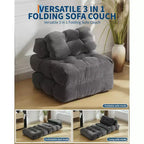 79 Divano Letto Pieghevole, Poltrona Letto Convertibile Singola con Cuscino, Materasso, Chaise Longue da Terra Portatile con Fodera Lavabile in Lavatrice per Soggiorno