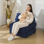 79 Divano Letto Pieghevole, Poltrona Letto Convertibile Singola con Cuscino, Materasso, Chaise Longue da Terra Portatile con Fodera Lavabile in Lavatrice per Soggiorno