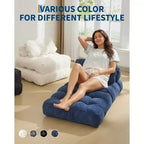 79 Divano Letto Pieghevole, Poltrona Letto Convertibile Singola con Cuscino, Materasso, Chaise Longue da Terra Portatile con Fodera Lavabile in Lavatrice per Soggiorno