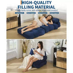 79 Divano Letto Pieghevole, Poltrona Letto Convertibile Singola con Cuscino, Materasso, Chaise Longue da Terra Portatile con Fodera Lavabile in Lavatrice per Soggiorno