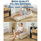 79 Divano Letto Pieghevole, Poltrona Letto Convertibile Singola con Cuscino, Materasso, Chaise Longue da Terra Portatile con Fodera Lavabile in Lavatrice per Soggiorno