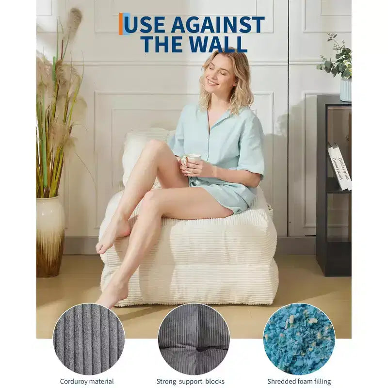 79 Divano Letto Pieghevole, Poltrona Letto Convertibile Singola con Cuscino, Materasso, Chaise Longue da Terra Portatile con Fodera Lavabile in Lavatrice per Soggiorno