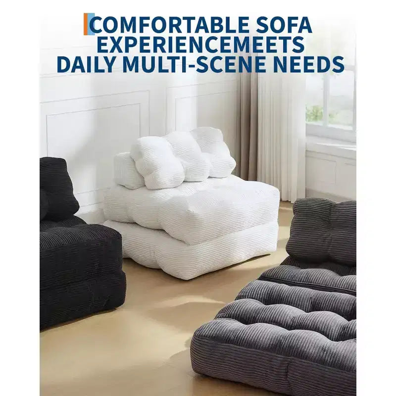 79 Divano Letto Pieghevole, Poltrona Letto Convertibile Singola con Cuscino, Materasso, Chaise Longue da Terra Portatile con Fodera Lavabile in Lavatrice per Soggiorno