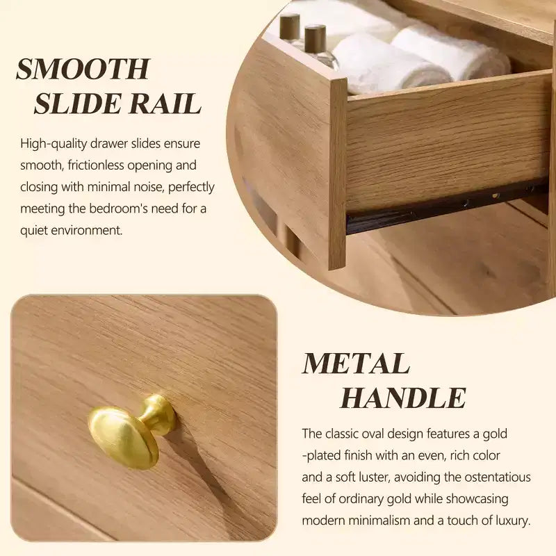 Cassettiera moderna a 5 cassetti con profilo curvo, mobile in legno alto 100,6 cm con maniglie in metallo dorato, armadio portaoggetti per camera da letto, soggiorno, corridoio