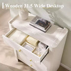 Cassettiera moderna a 5 cassetti con profilo curvo, mobile in legno alto 100,6 cm con maniglie in metallo dorato, armadio portaoggetti per camera da letto, soggiorno, corridoio