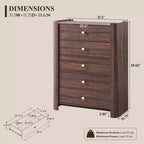 Cassettiera moderna a 5 cassetti con profilo curvo, mobile in legno alto 100,6 cm con maniglie in metallo dorato, armadio portaoggetti per camera da letto, soggiorno, corridoio