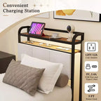 Struttura letto Costway Full/Queen/King size con stazione di ricarica, letto a piattaforma in metallo con testiera imbottita