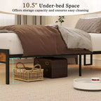 Struttura letto Costway Full/Queen/King size con stazione di ricarica, letto a piattaforma in metallo con testiera imbottita