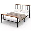 Costway Full/Queen Size Metal Platform Bed Frame Mattress Foundation with Headboard Industrial