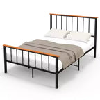 Costway Full/Queen Size Metal Platform Bed Frame Mattress Foundation with Headboard Industrial