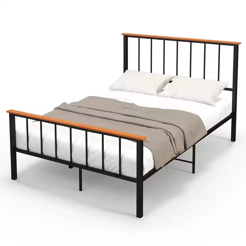 Costway Full/Queen Size Metal Platform Bed Frame Mattress Foundation with Headboard Industrial