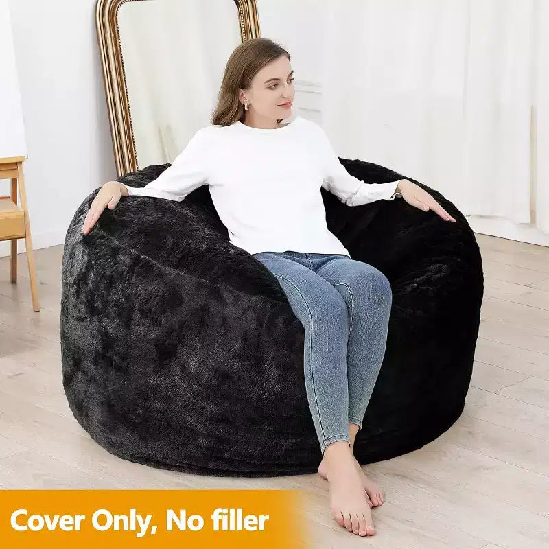 Copridivano pigro in pile PV 100% poliestere 300 g/m² Nero 150x65cm Arredamento per la casa