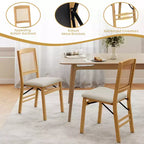 Set di 2 sedie pieghevoli da pranzo Costway con seduta imbottita in lino e schienale in rattan per cucina
