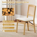 Set di 2 sedie pieghevoli da pranzo Costway con seduta imbottita in lino e schienale in rattan per cucina