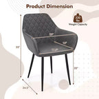 Set di 4 sedie da pranzo Costway Leisure, poltroncine imbottite con schienale curvo