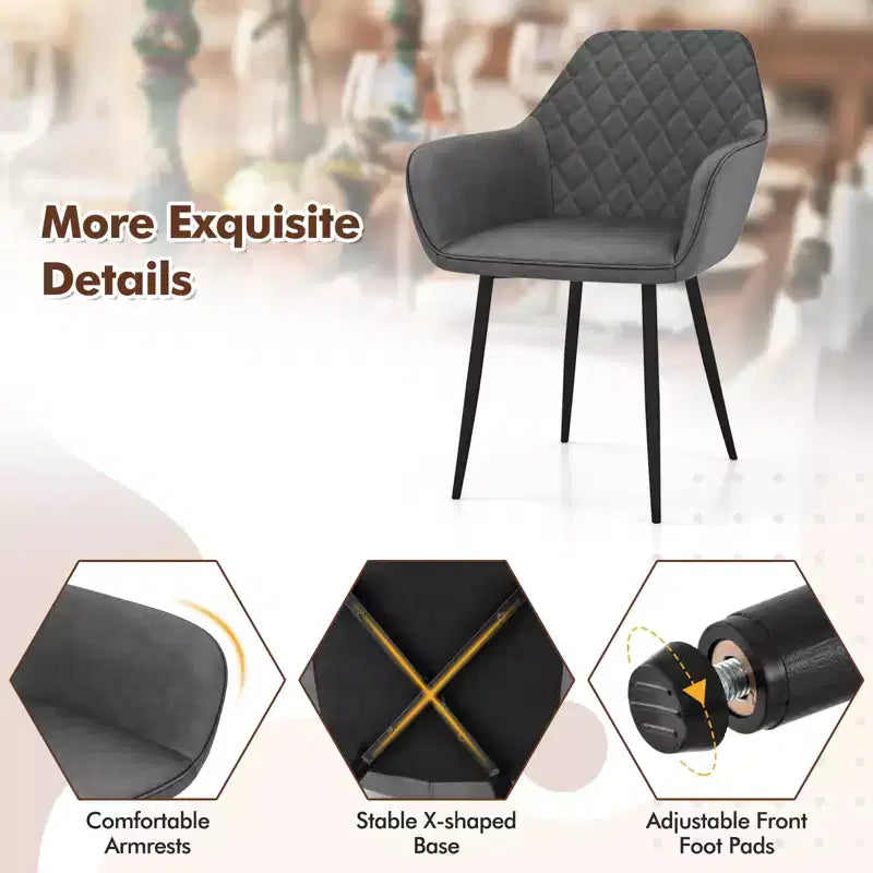 Set di 4 sedie da pranzo Costway Leisure, poltroncine imbottite con schienale curvo