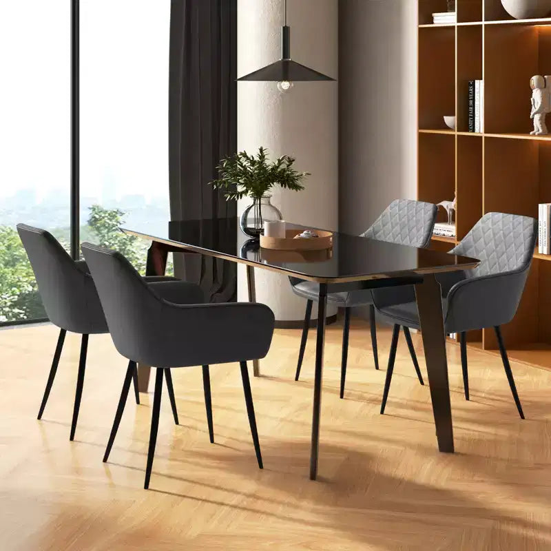 Set di 4 sedie da pranzo Costway Leisure, poltroncine imbottite con schienale curvo