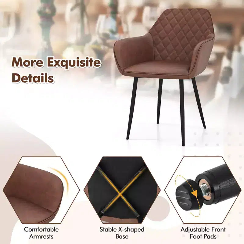 Set di 4 sedie da pranzo Costway Leisure, poltroncine imbottite con schienale curvo