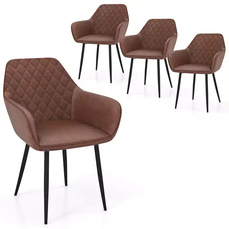 Costway Leisure Dining Chair Set of 4 Upholstered Accent Chairs w/ Curved Backrest