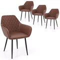 Costway Leisure Dining Chair Set of 4 Upholstered Accent Chairs w/ Curved Backrest