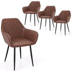 Costway Leisure Dining Chair Set of 4 Upholstered Accent Chairs w/ Curved Backrest